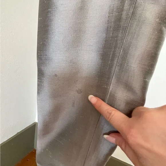 Stunning Ann Taylor Metallic Gray Women's Sweater/Silk Pants Set Size: XS 2P - Picture 13 of 17